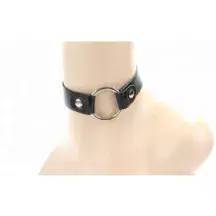 Чокер кожаный с кольцом BDSM Арсенал, черный Чокер кожаный с кольцом BDSM Арсенал, черный