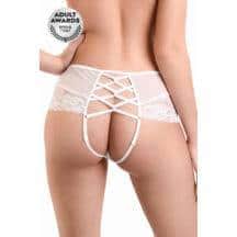 Трусики с доступом и имитацией шнуровки Erolanta Cheryl, белые, 54-56. Нет в наличии Трусики с доступом и имитацией шнуровки Erolanta Cheryl, белые, 54-56