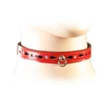 Ошейник ажурный со стразами Подиум с кольцом, красный. Нет в наличии Ошейник ажурный со стразами Подиум с кольцом, красный
