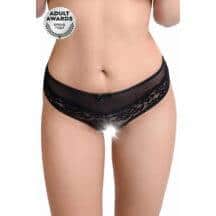 Трусики с жемчужной нитью Erolanta Joan, черные, 46-48. Нет в наличии Трусики с жемчужной нитью Erolanta Joan, черные, 46-48