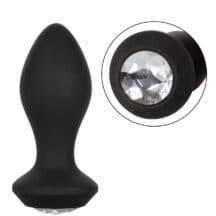 Анальная вибропробка CalExotics Power Gem, чёрная с бесцветным кристаллом Анальная вибропробка CalExotics Power Gem, чёрная с бесцветным кристаллом