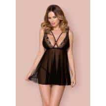 Полупрозрачная сорочка Obsessive с цветочными кружевами, S/M. Нет в наличии Полупрозрачная сорочка Obsessive с цветочными кружевами, S/M