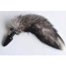 Анальная пробка 4sexdream с серым лисьим хвостом, черный. Нет в наличии Анальная пробка 4sexdream с серым лисьим хвостом, черный