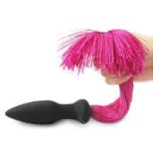 Анальная пробка LoveToy Pony Tail с розовым хвостом, черная. Нет в наличии Анальная пробка LoveToy Pony Tail с розовым хвостом, черная