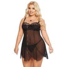 Ночная сорочка и стринги SoftLine Collection Carla XXL, черные Ночная сорочка и стринги SoftLine Collection Carla XXL, черные