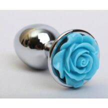 Анальная пробка с розой 4sexdream, 7,6 см, голубой. Нет в наличии Анальная пробка с розой 4sexdream, 7,6 см, голубой