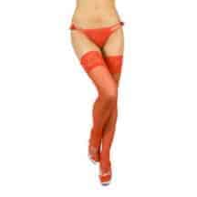 Чулки с широкой кружевной резинкой на силиконе, красные - L. Нет в наличии Чулки с широкой кружевной резинкой на силиконе, красные - L