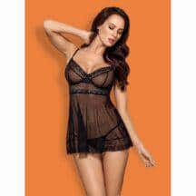 Комплект бэбидолл с трусиками черный Obsessive, L/XL. Нет в наличии Комплект бэбидолл с трусиками черный Obsessive, L/XL