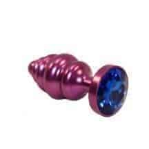 Анальная пробка ребристая 4sexdream 7.3 см, фиолетовая с синим кристаллом. Нет в наличии Анальная пробка ребристая 4sexdream 7.3 см, фиолетовая с синим кристаллом