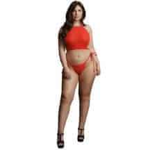 Комплект топ и трусики со стразами Shots Le Desir XL/XXXL, красный. Нет в наличии Комплект топ и трусики со стразами Shots Le Desir XL/XXXL, красный