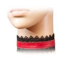 Ошейник с чёрным кружевом Подиум, красный. Нет в наличии Ошейник с чёрным кружевом Подиум, красный