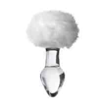 Анальная пробка Sexus Glass с белым хвостиком, бесцветная Анальная пробка Sexus Glass с белым хвостиком, бесцветная