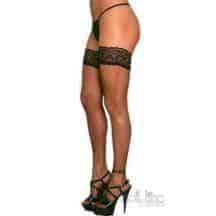 Чулки с ажурной резинкой, черный S/M. Нет в наличии Чулки с ажурной резинкой, черный S/M