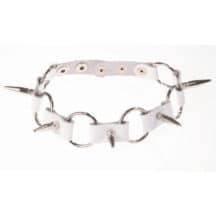 Ошейник с кольцами и шипами белый. Нет в наличии Ошейник с кольцами и шипами белый