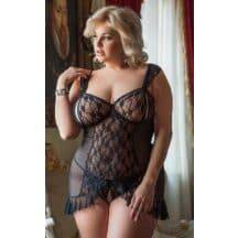 Сорочка с разрезами на груди и стринги Бьянка, черный, 4XL. Нет в наличии Сорочка с разрезами на груди и стринги Бьянка, черный, 4XL