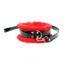 Ошейник с красным мехом БДСМ лайт, черный. Нет в наличии Ошейник с красным мехом БДСМ лайт, черный