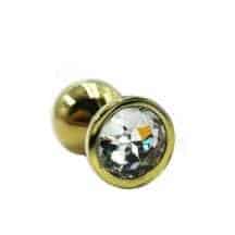 Анальная пробка Kanikule Small, золотистая с бесцветным кристаллом Анальная пробка Kanikule Small, золотистая с бесцветным кристаллом