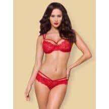 Кружевной комплект с эластичными лентами красный, S/M. Нет в наличии Кружевной комплект с эластичными лентами красный, S/M