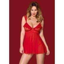 Летящая красная сорочка Obsessive со шнуровкой на спине и трусики, S/M. Нет в наличии Летящая красная сорочка Obsessive со шнуровкой на спине и трусики, S/M