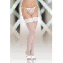 Чулки на кружевной резинке (с силик. полосками) белые-XL. Нет в наличии Чулки на кружевной резинке (с силик. полосками) белые-XL