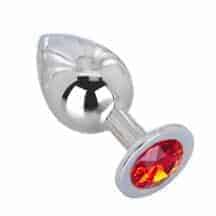 Анальная пробка с красным кристаллом  Erotic Fantasy High Sky большая, серебристый