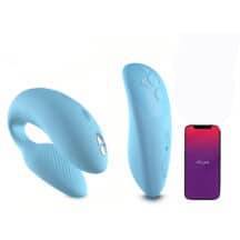 Сенсорный вибромассажер для пар We-Vibe Chorus с пультом ДУ, голубой. Нет в наличии Сенсорный вибромассажер для пар We-Vibe Chorus с пультом ДУ, голубой
