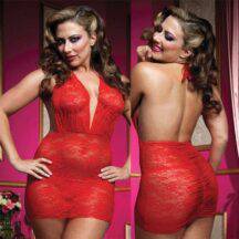 Роскошное Мини-Платье из Кружева с Трусиками - XL, красный. Нет в наличии Роскошное Мини-Платье из Кружева с Трусиками - XL, красный