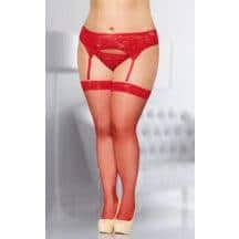 Чулки-Сетка Soft Line на кружевной резинке красные, XL. Нет в наличии Чулки-Сетка Soft Line на кружевной резинке красные, XL