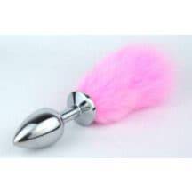 Пробка металлическая с розовым хвостиком 4sexdream, S, серебристый. Нет в наличии Пробка металлическая с розовым хвостиком 4sexdream, S, серебристый