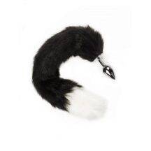 Анальная пробка Пикантные Штучки с чёрно-белым хвостом, серебристая, 6 см. Нет в наличии Анальная пробка Пикантные Штучки с чёрно-белым хвостом, серебристая, 6 см