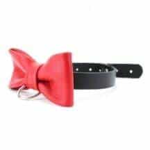 Тонкий ошейник BDSM Арсенал с красной бабочкой, черный Тонкий ошейник BDSM Арсенал с красной бабочкой, черный