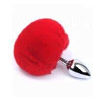 Анальная пробка iWonder серебристая с красным хвостом. Нет в наличии Анальная пробка iWonder серебристая с красным хвостом