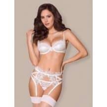 Роскошный белый кружевной комплект Obsessive с бантом на поясе, S/M. Нет в наличии Роскошный белый кружевной комплект Obsessive с бантом на поясе, S/M