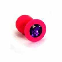 Анальная пробка из силикона с фиолетовым кристаллом Kanikule, розовая Анальная пробка из силикона с фиолетовым кристаллом Kanikule, розовая