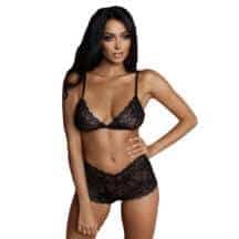 Комплект белья Amor El Tina бюстгальтер и шортики S/M, черный Комплект белья Amor El Tina бюстгальтер и шортики S/M, черный