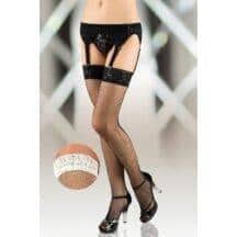 Чулки-сетка на кружевной резинке белые-L. Нет в наличии Чулки-сетка на кружевной резинке белые-L