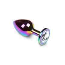 Анальная пробка Пикантные Штучки разноцветная с бесцветным кристаллом, средняя