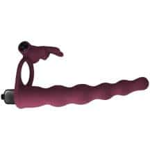 Вибронасадка для двойного проникновения Lola Games Pure Passion Bunny, бордовая Вибронасадка для двойного проникновения Lola Games Pure Passion Bunny, бордовая