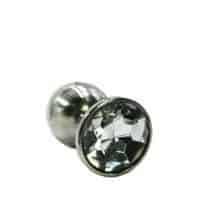 Анальная пробка Kanikule Small, серебристая с бесцветным кристаллом. Нет в наличии Анальная пробка Kanikule Small, серебристая с бесцветным кристаллом