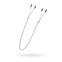 Зажимы на соски «вилки» на цепочке Pecado BDSM, металл, серебро. Нет в наличии Зажимы на соски «вилки» на цепочке Pecado BDSM, металл, серебро