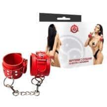 Наручники Джага-Джага с сердцами и заклепками, красные. Нет в наличии Наручники Джага-Джага с сердцами и заклепками, красные
