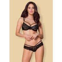 Кружевной комплект с эластичными лентами черный, S/M. Нет в наличии Кружевной комплект с эластичными лентами черный, S/M