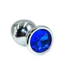 Анальная пробка Kanikule Medium 8.5 см, серебристая с синим кристаллом Анальная пробка Kanikule Medium 8.5 см, серебристая с синим кристаллом