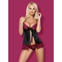Кокетливый бебидолл со вставками из бордового кружева, S/M. Нет в наличии Кокетливый бебидолл со вставками из бордового кружева, S/M