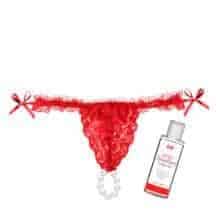 Набор Intt лубрикант клубника и трусики с жемчугом OS, красные Набор Intt лубрикант клубника и трусики с жемчугом OS, красные