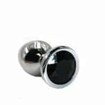 Анальная пробка Kanikule Small, серебристая с черным кристаллом. Нет в наличии Анальная пробка Kanikule Small, серебристая с черным кристаллом