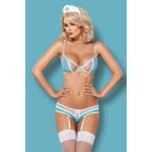 Костюм медсестры (бюстгальтер, трусы с подвязками для чулок, чепчик) Obsessive, S/M. Нет в наличии Костюм медсестры (бюстгальтер, трусы с подвязками для чулок, чепчик) Obsessive, S/M