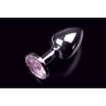 Маленькая анальная пробка с розовым кристаллом Пикантные Штучки, серебристый
