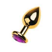 Анальная пробка ToyFa Metal с кристаллом цвета аметист, 8 см, золотистый. Нет в наличии Анальная пробка ToyFa Metal с кристаллом цвета аметист, 8 см, золотистый