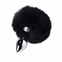 Анальная пробка Toyfa Metal с черным хвостиком, серебристая. Нет в наличии Анальная пробка Toyfa Metal с черным хвостиком, серебристая